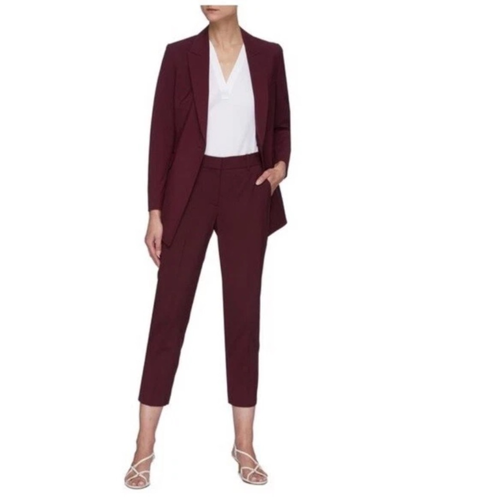 NWT Theory straight cropped burgundy leg pants - Picture 7 of 10